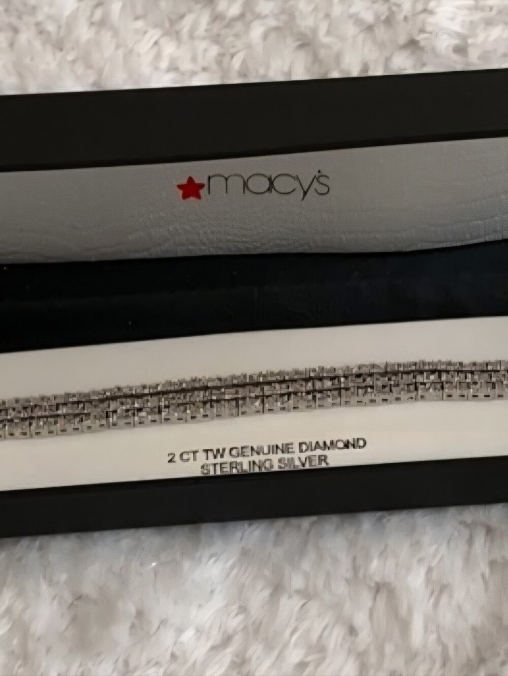 Macy's Sterling Silver Multi-Row Genuine Diamond Bracelet - Silver - Picture 5 of 5